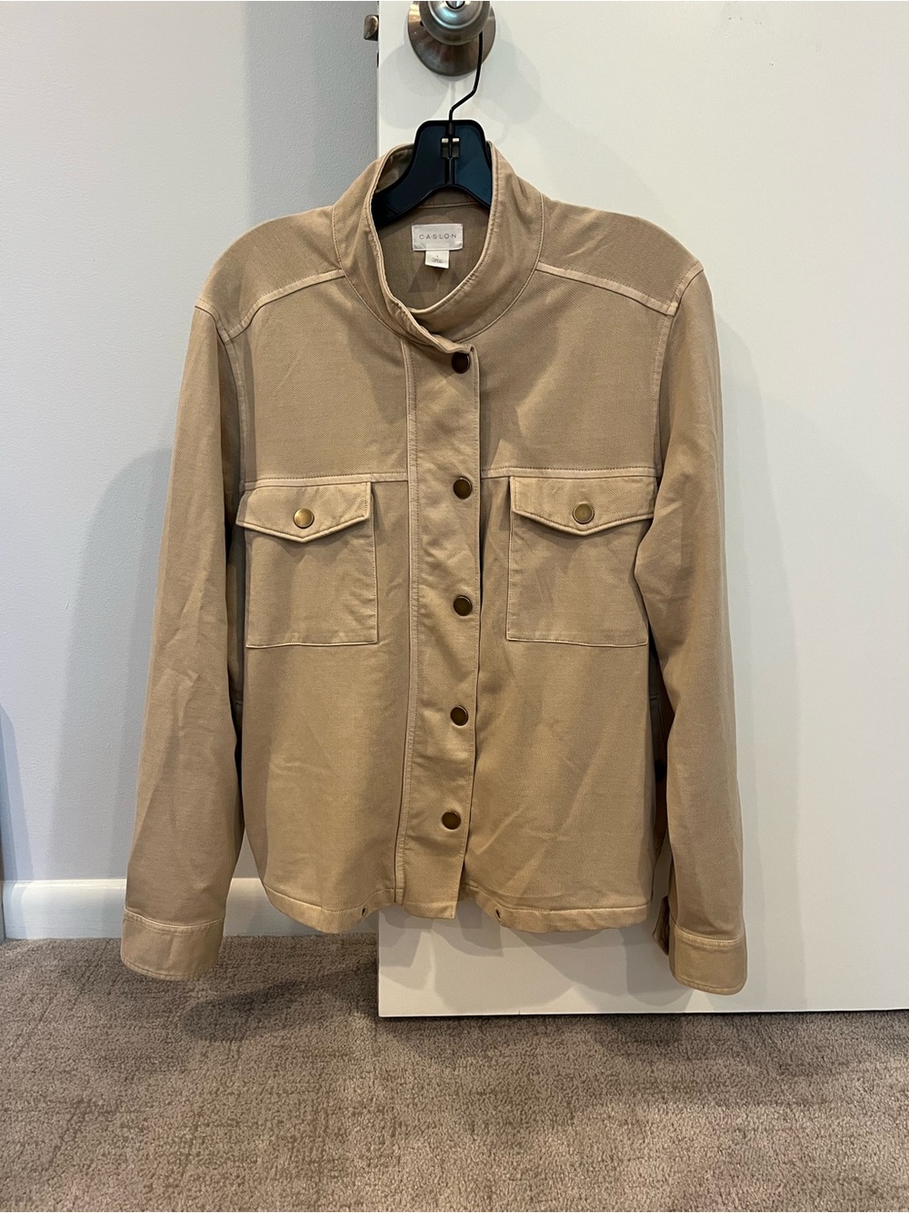 Caslon Beige Tan Utility Jacket with Snap Pockets